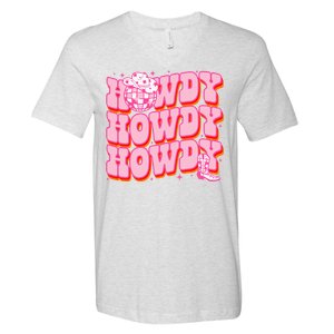 Howdy Southern Western Country Rodeo Pink Cowgirl V-Neck T-Shirt