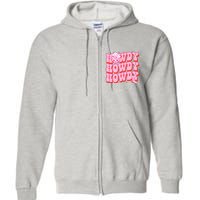 Howdy Southern Western Country Rodeo Pink Cowgirl Full Zip Hoodie