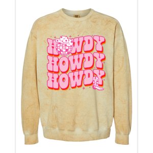 Howdy Southern Western Country Rodeo Pink Cowgirl Colorblast Crewneck Sweatshirt