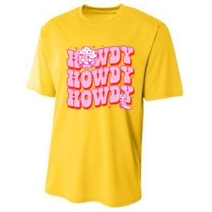 Howdy Southern Western Country Rodeo Pink Cowgirl Performance Sprint T-Shirt