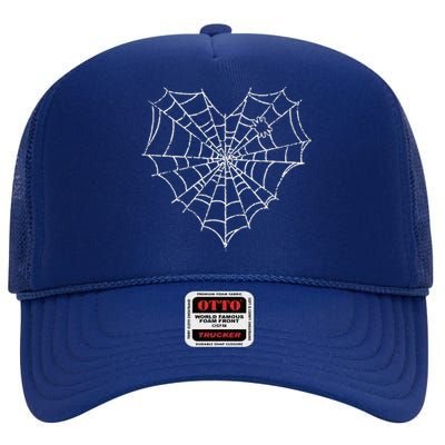 Halloween Spider Web Costume Cute Heart Spider Web High Crown Mesh Back Trucker Hat