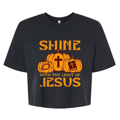 Halloween Shine With Light Jesus Christian Bella+Canvas Jersey Crop Tee