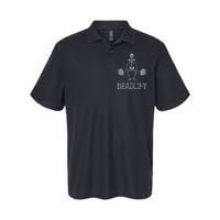 Halloween Skeleton Weight Lifting Workout Softstyle Adult Sport Polo