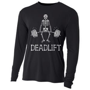 Halloween Skeleton Weight Lifting Workout Cooling Performance Long Sleeve Crew