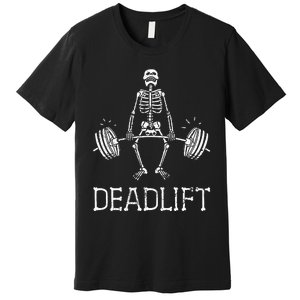 Halloween Skeleton Weight Lifting Workout Premium T-Shirt