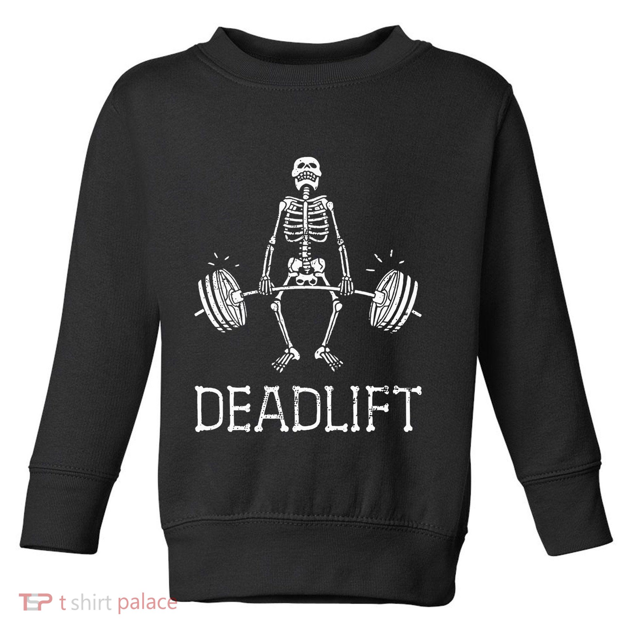 Halloween Skeleton Weight Lifting Workout Toddler Sweatshirt