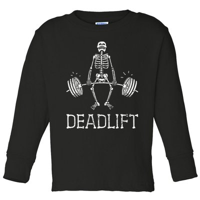 Halloween Skeleton Weight Lifting Workout Toddler Long Sleeve Shirt