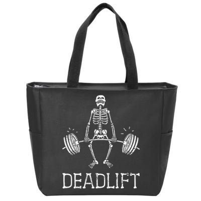 Halloween Skeleton Weight Lifting Workout Zip Tote Bag