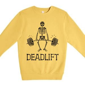 Halloween Skeleton Weight Lifting Workout Premium Crewneck Sweatshirt