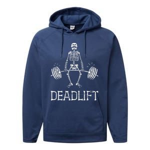 Halloween Skeleton Weight Lifting Workout Performance Fleece Hoodie