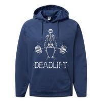 Halloween Skeleton Weight Lifting Workout Performance Fleece Hoodie