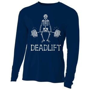 Halloween Skeleton Weight Lifting Workout Cooling Performance Long Sleeve Crew