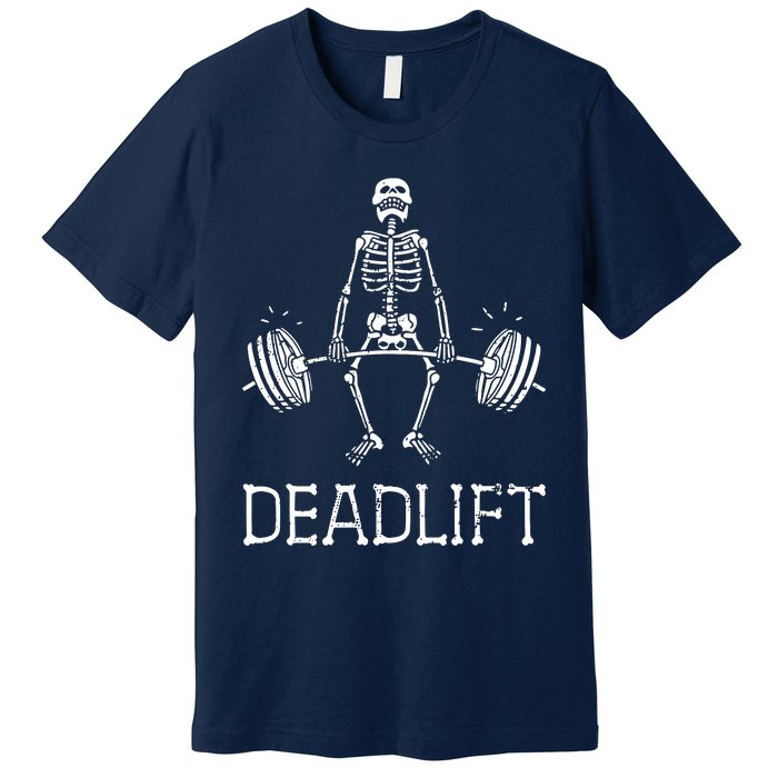 Halloween Skeleton Weight Lifting Workout Premium T-Shirt