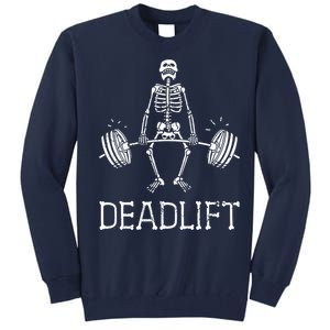 Halloween Skeleton Weight Lifting Workout Tall Sweatshirt