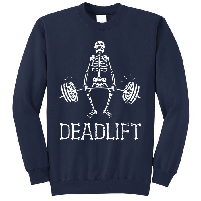 Halloween Skeleton Weight Lifting Workout Tall Sweatshirt