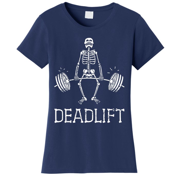 Halloween Skeleton Weight Lifting Workout Women's T-Shirt