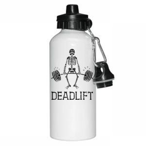 Halloween Skeleton Weight Lifting Workout Aluminum Water Bottle 