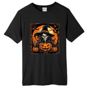 Halloween Scary Witch Skull With Bats And Pumpkins Tall Fusion ChromaSoft Performance T-Shirt