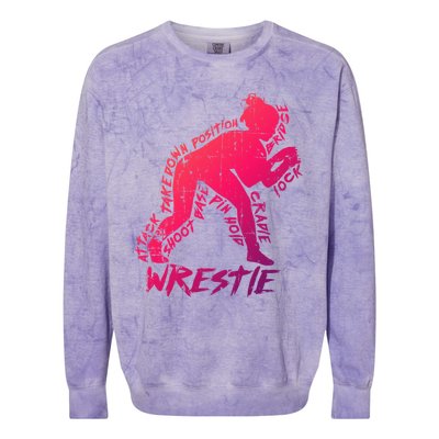 High School Wrestling Mom Dad Gift Wrestling Gift Colorblast Crewneck Sweatshirt