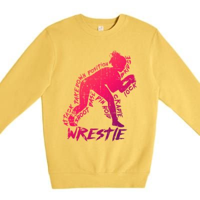 High School Wrestling Mom Dad Gift Wrestling Gift Premium Crewneck Sweatshirt