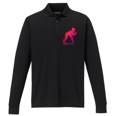 High School Wrestling Mom Dad Gift Wrestling Gift Performance Long Sleeve Polo