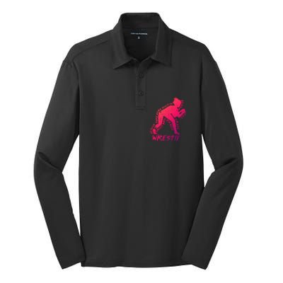 High School Wrestling Mom Dad Gift Wrestling Gift Silk Touch Performance Long Sleeve Polo