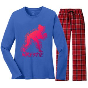 High School Wrestling Mom Dad Gift Wrestling Gift Women's Long Sleeve Flannel Pajama Set 