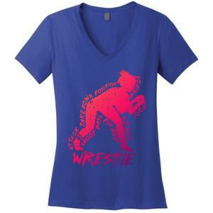 High School Wrestling Mom Dad Gift Wrestling Gift Women's V-Neck T-Shirt