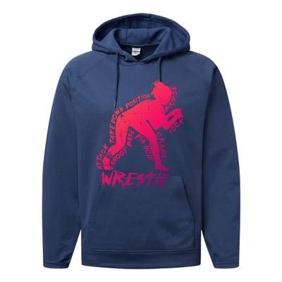 High School Wrestling Mom Dad Gift Wrestling Gift Performance Fleece Hoodie