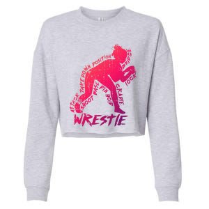 High School Wrestling Mom Dad Gift Wrestling Gift Cropped Pullover Crew