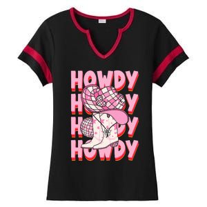 Howdy Southern Western Girl Country Rodeo Cowgirl Disco Ladies Halftime Notch Neck Tee