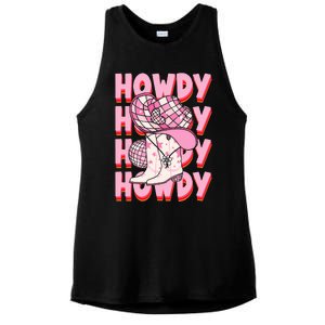 Howdy Southern Western Girl Country Rodeo Cowgirl Disco Ladies PosiCharge Tri-Blend Wicking Tank