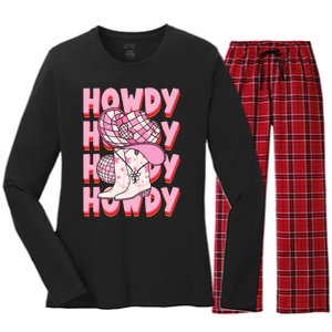 Howdy Southern Western Girl Country Rodeo Cowgirl Disco Women's Long Sleeve Flannel Pajama Set 