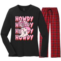 Howdy Southern Western Girl Country Rodeo Cowgirl Disco Women's Long Sleeve Flannel Pajama Set 