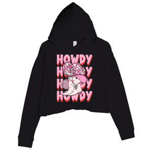 Howdy Southern Western Girl Country Rodeo Cowgirl Disco Crop Fleece Hoodie