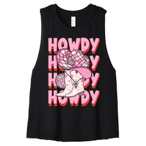 Howdy Southern Western Girl Country Rodeo Cowgirl Disco Women's Racerback Cropped Tank