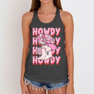 Howdy Southern Western Girl Country Rodeo Cowgirl Disco Women's Knotted Racerback Tank