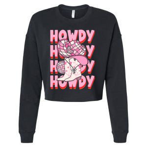 Howdy Southern Western Girl Country Rodeo Cowgirl Disco Cropped Pullover Crew