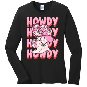 Howdy Southern Western Girl Country Rodeo Cowgirl Disco Ladies Long Sleeve Shirt