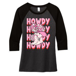 Howdy Southern Western Girl Country Rodeo Cowgirl Disco Women's Tri-Blend 3/4-Sleeve Raglan Shirt