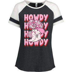 Howdy Southern Western Girl Country Rodeo Cowgirl Disco Enza Ladies Jersey Colorblock Tee