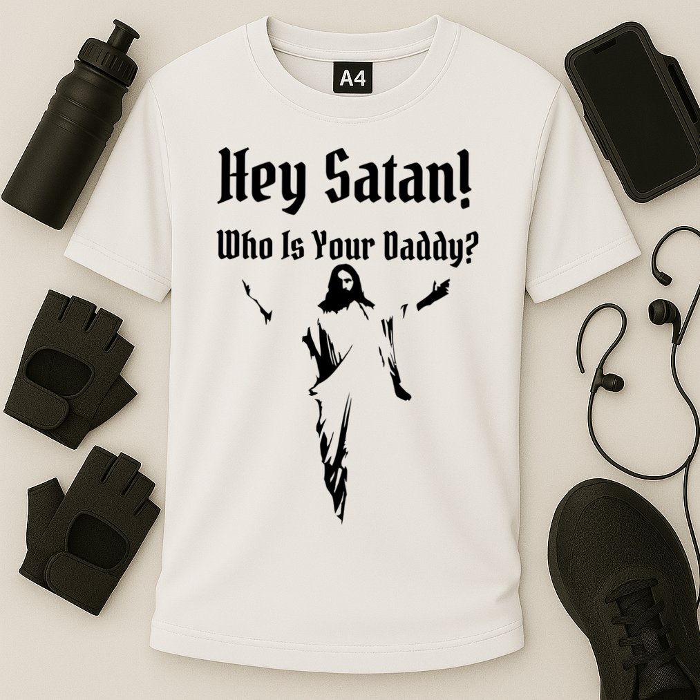 Hey Satan Who Is Your Daddy Cooling Performance Crew T-Shirt