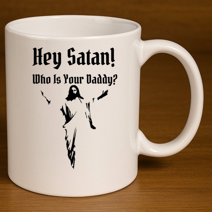 Hey Satan Who Is Your Daddy 11oz C Handle Ceramic Mug