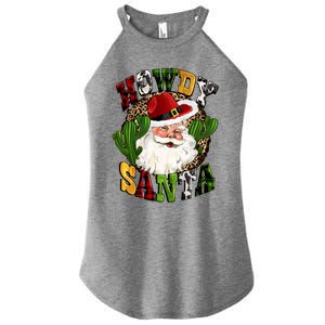 Howdy Santa Western Cactus Christmas Cow Buffalo Plaid Great Gift Women's Perfect Tri Rocker Tank