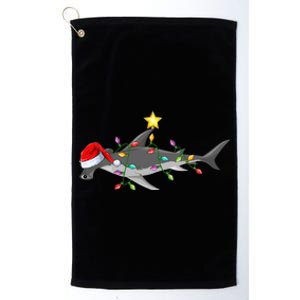 Hammerhead Shark Xmas Tree Lighting Santa Shark Christmas Gift Platinum Collection Golf Towel