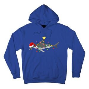 Hammerhead Shark Xmas Tree Lighting Santa Shark Christmas Gift Tall Hoodie