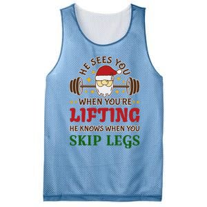 He Sees You When YouRe Lifting He Knows When You Skip Legs Mesh Reversible Basketball Jersey Tank