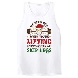 He Sees You When YouRe Lifting He Knows When You Skip Legs PosiCharge Competitor Tank