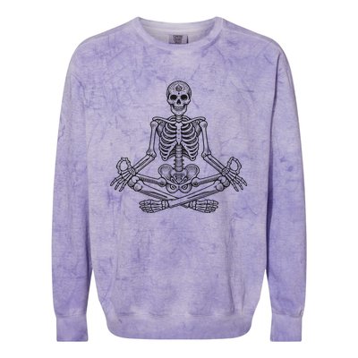 Halloween Skull Yoga Meditation Meditating Skeleton Meditate Colorblast Crewneck Sweatshirt