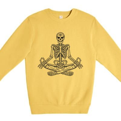 Halloween Skull Yoga Meditation Meditating Skeleton Meditate Premium Crewneck Sweatshirt